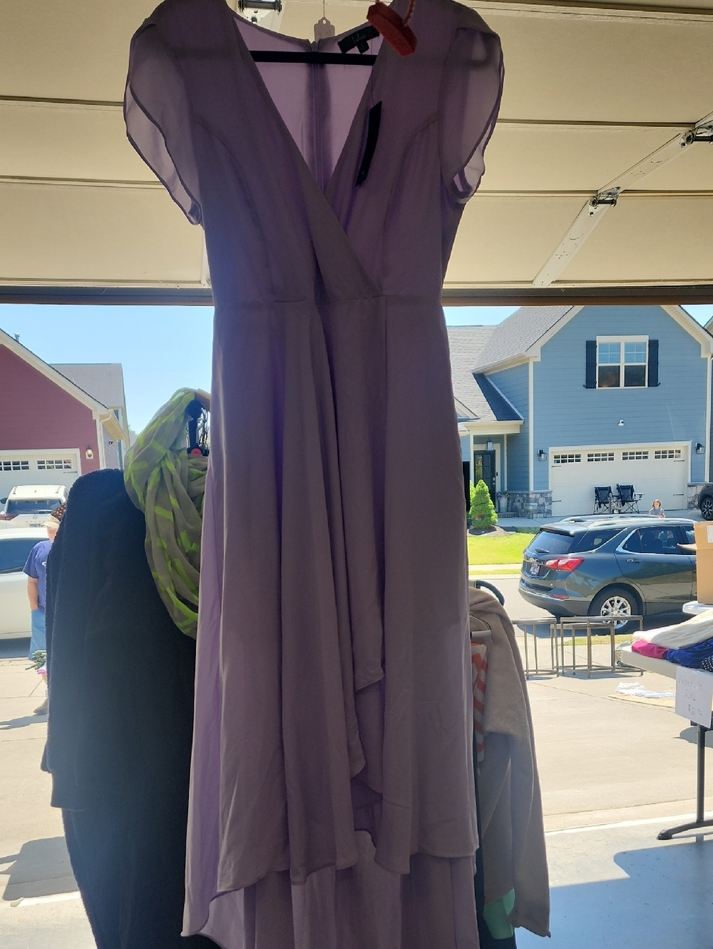 Lulu's Lavender V-Neck Layered High-Low Dress